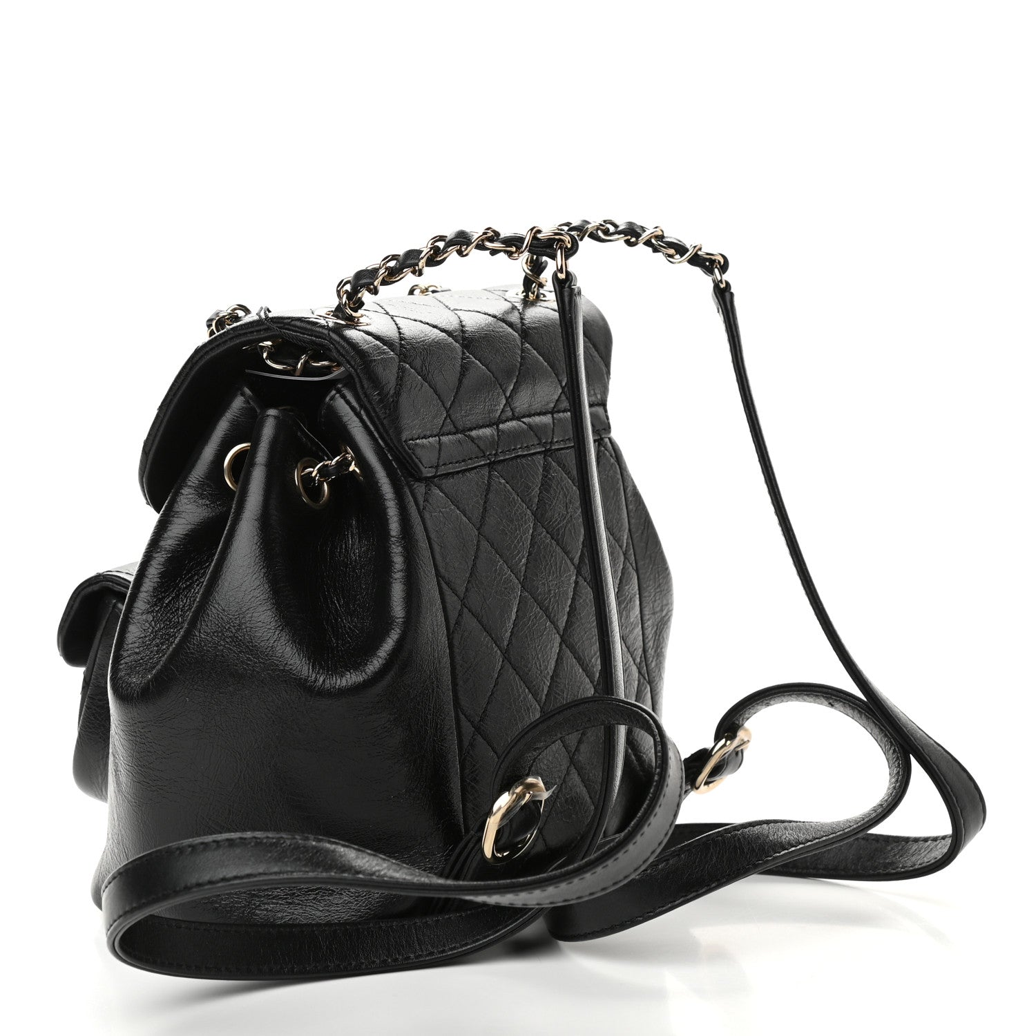 Chanel Glazed Aged Calfskin Quilted Small Duma Drawstring Backpack Black 3 of 9