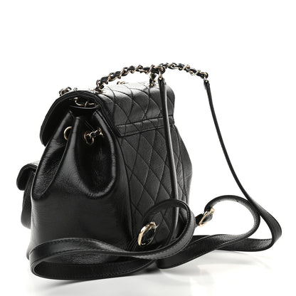 Chanel Glazed Aged Calfskin Quilted Small Duma Drawstring Backpack Black 3 of 9