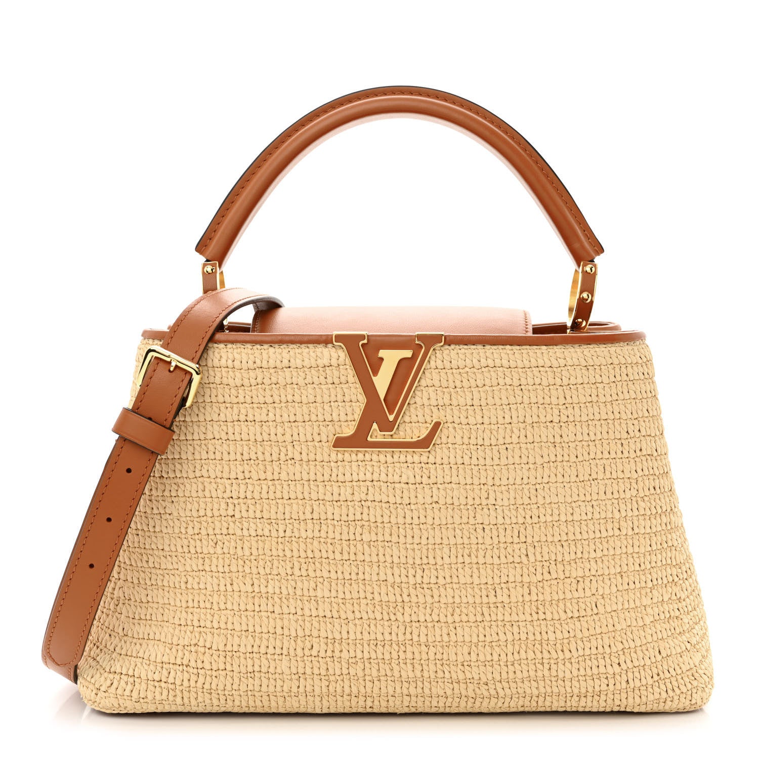 Louis Vuitton Raffia Capucines MM Caramel Ecru 1 of 9