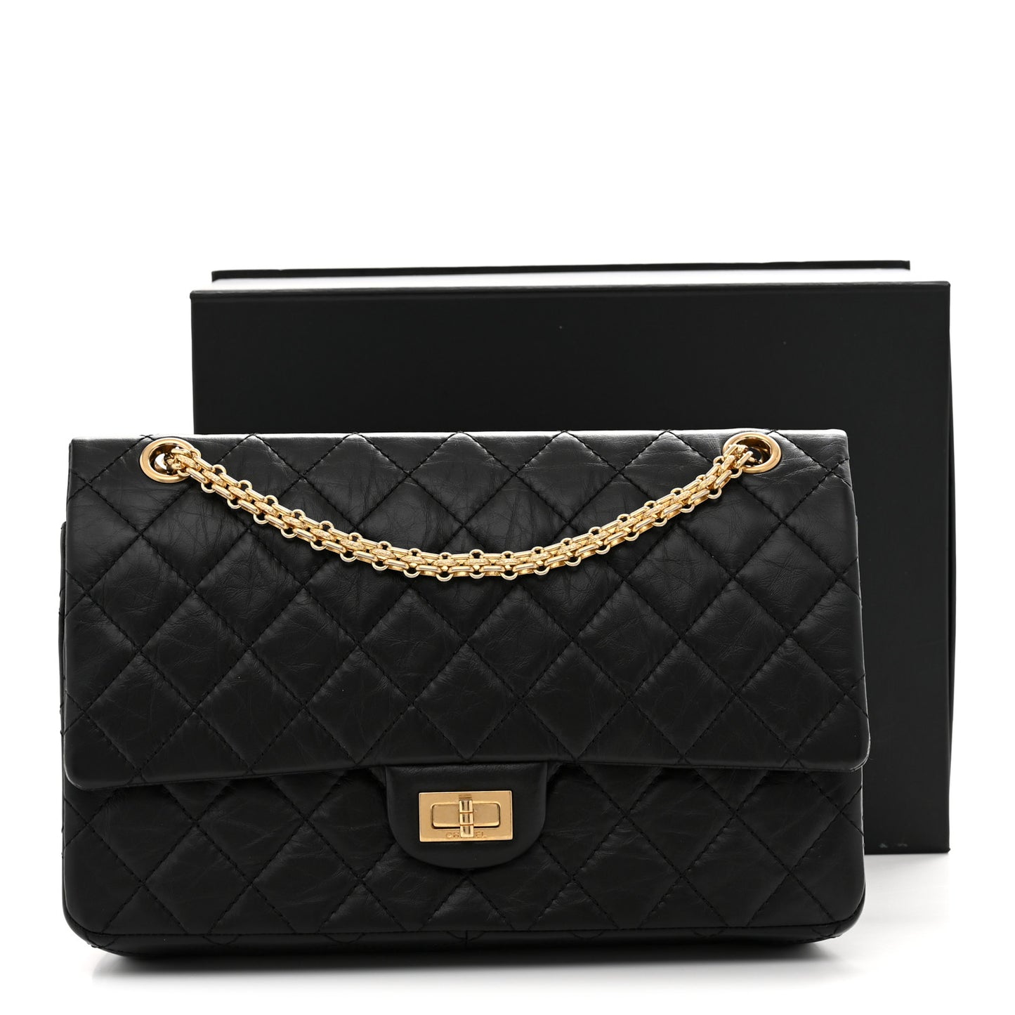 Aged Calfskin Quilted 2.55 Reissue 226 Flap Black