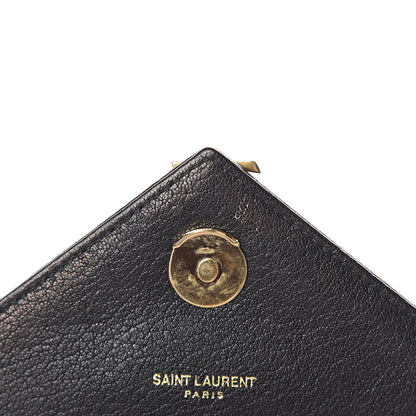 Saint Laurent Sheepskin Matelasse Chevron Monogram Medium College Bag Black 8 of 13