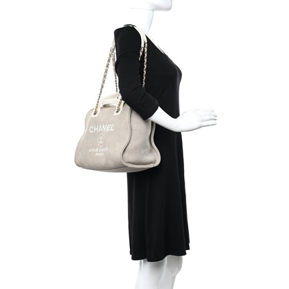 Chanel Mixed Fibers Calfskin Small Deauville Tote Beige White 2 of 17