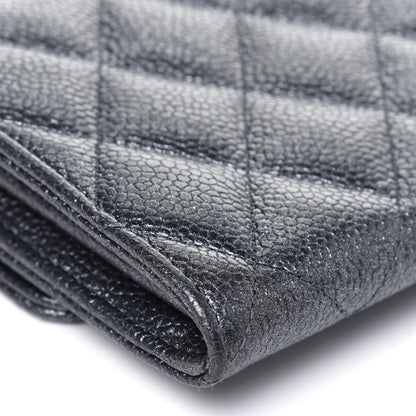Chanel Metallic Caviar Quilted Large Flap Wallet Charcoal 14 of 18