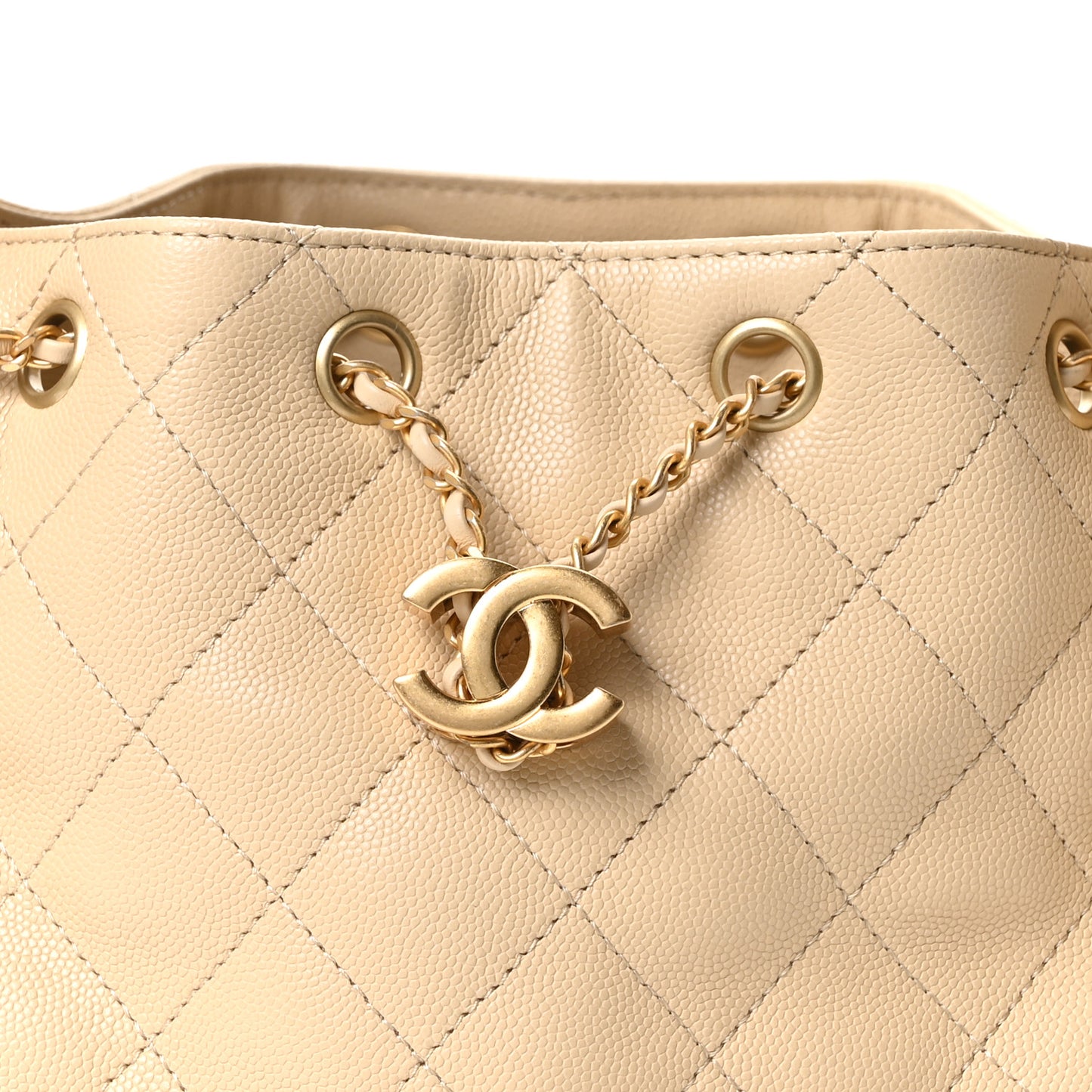 Caviar Quilted Small Chanel 25 Handbag Beige