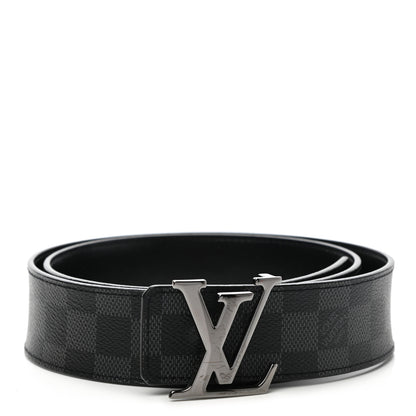 Louis Vuitton Damier Cobalt Calfskin 40mm LV Initiales Reversible Belt 90 36 Black 1 of 7