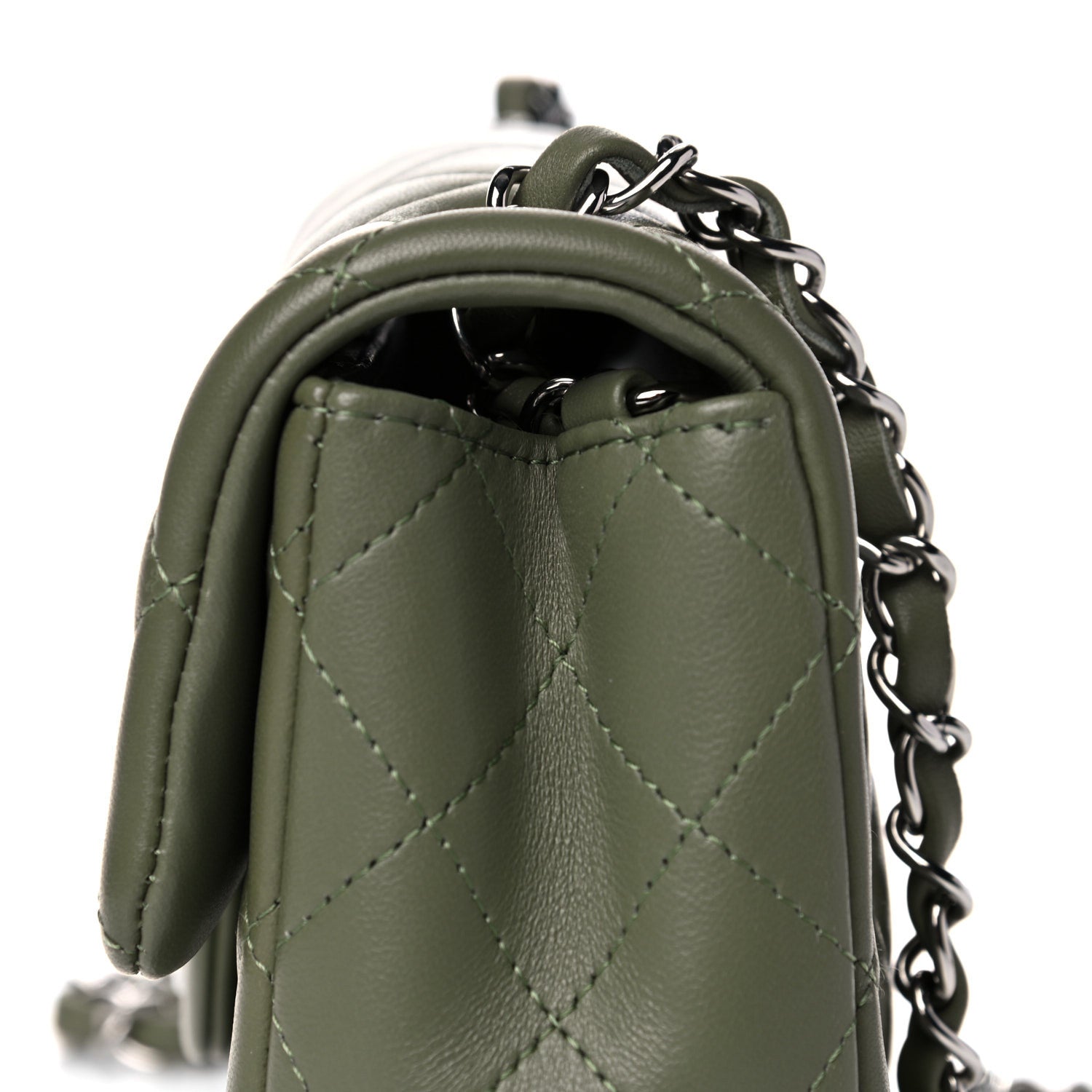 Chanel Lambskin Quilted Mini Rectangular Flap Green 10 of 11