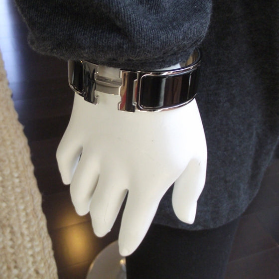 Hermes Enamel Clic Clac H Bracelet Wide PM Black 2 of 5