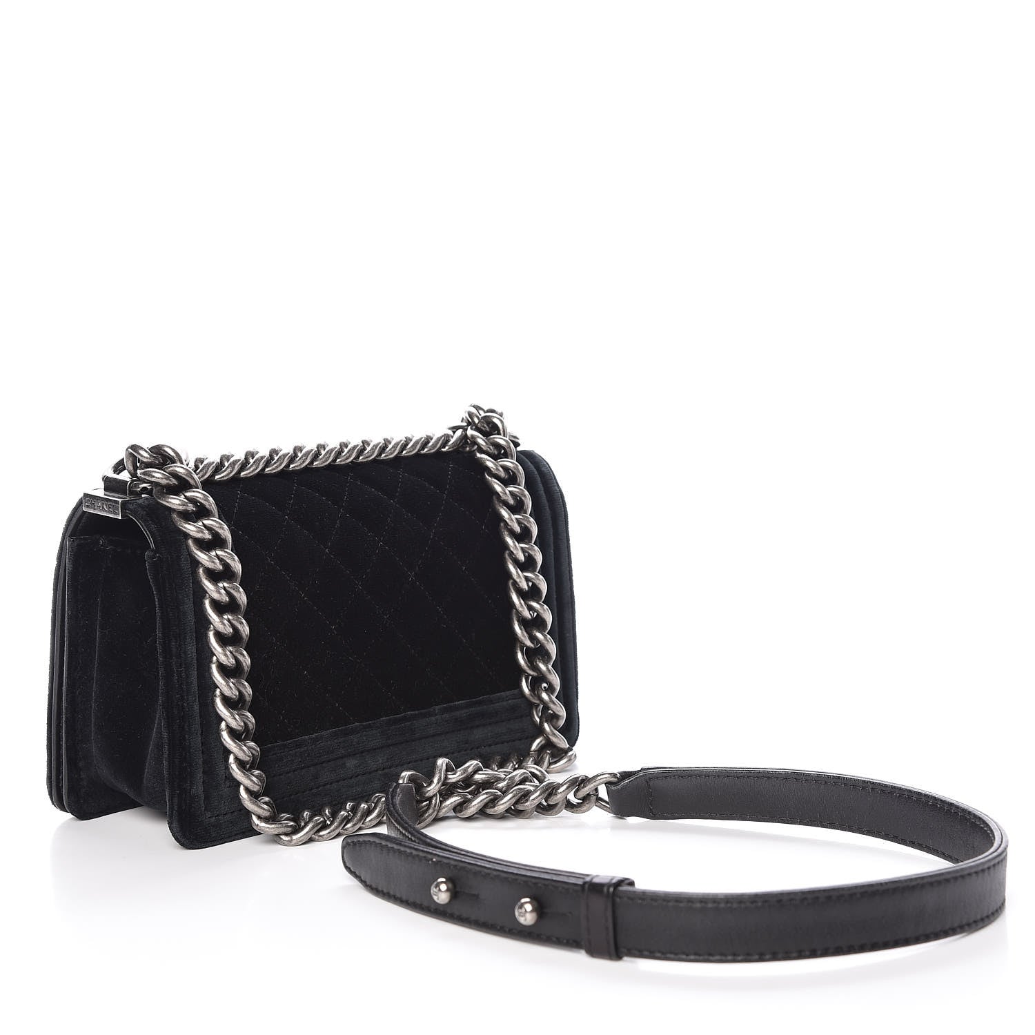 Chanel Velvet Quilted Small Boy Flap Black 3 of 15