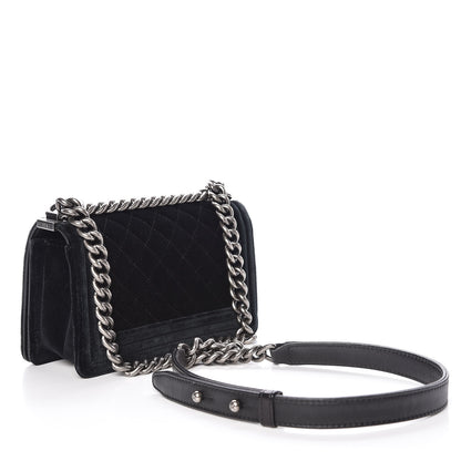 Chanel Velvet Quilted Small Boy Flap Black 3 of 15