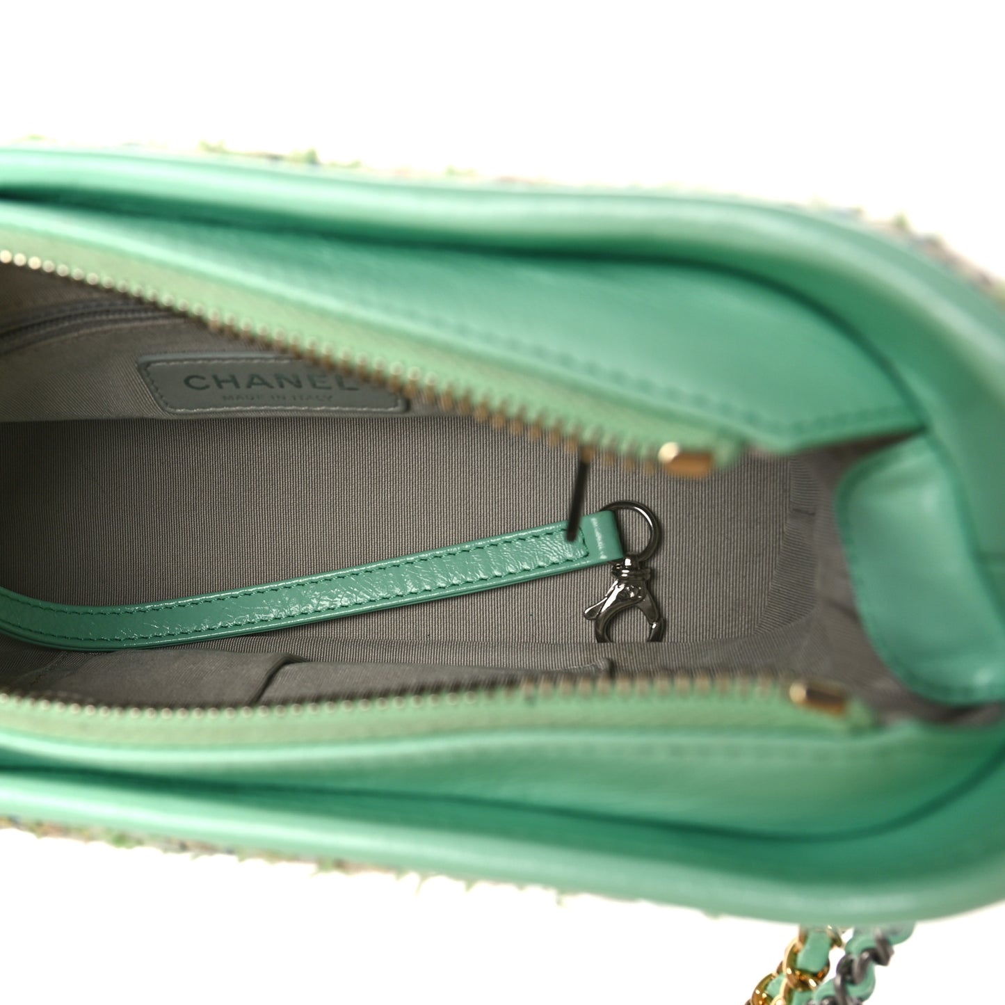 Tweed Calfskin Quilted Small Gabrielle Hobo Green