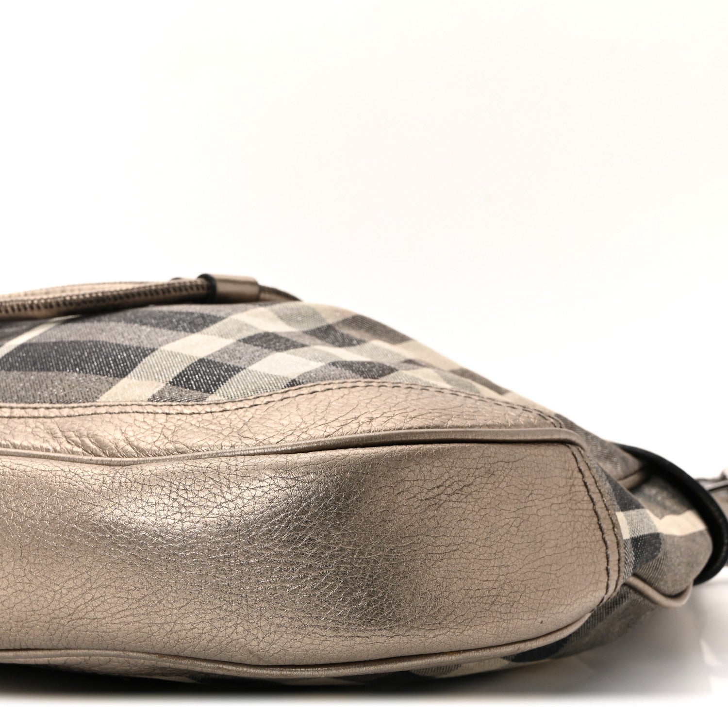 Burberry Shimmer Check Hobo Pewter 16 of 17
