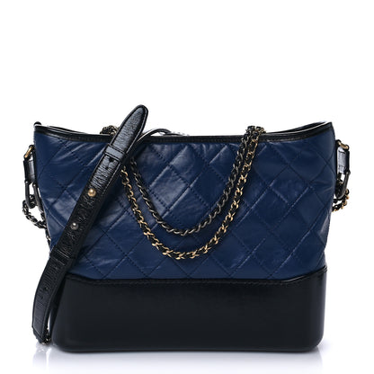 Chanel Aged Calfskin Quilted Medium Gabrielle Hobo Navy Black 1 of 10