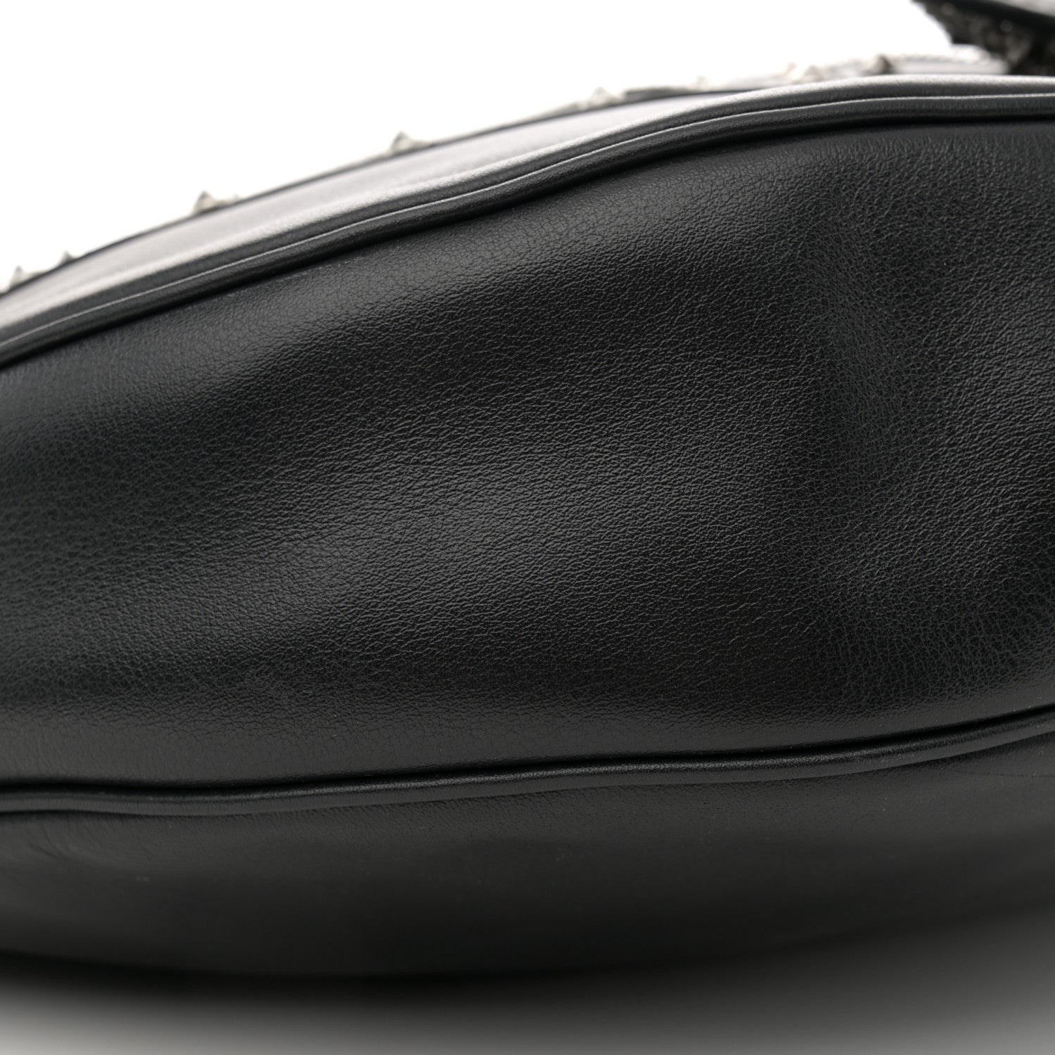 Versace Calfskin Studded Medium Repeat Zip Hobo Black 9 of 11