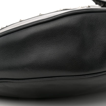 Versace Calfskin Studded Medium Repeat Zip Hobo Black 9 of 11