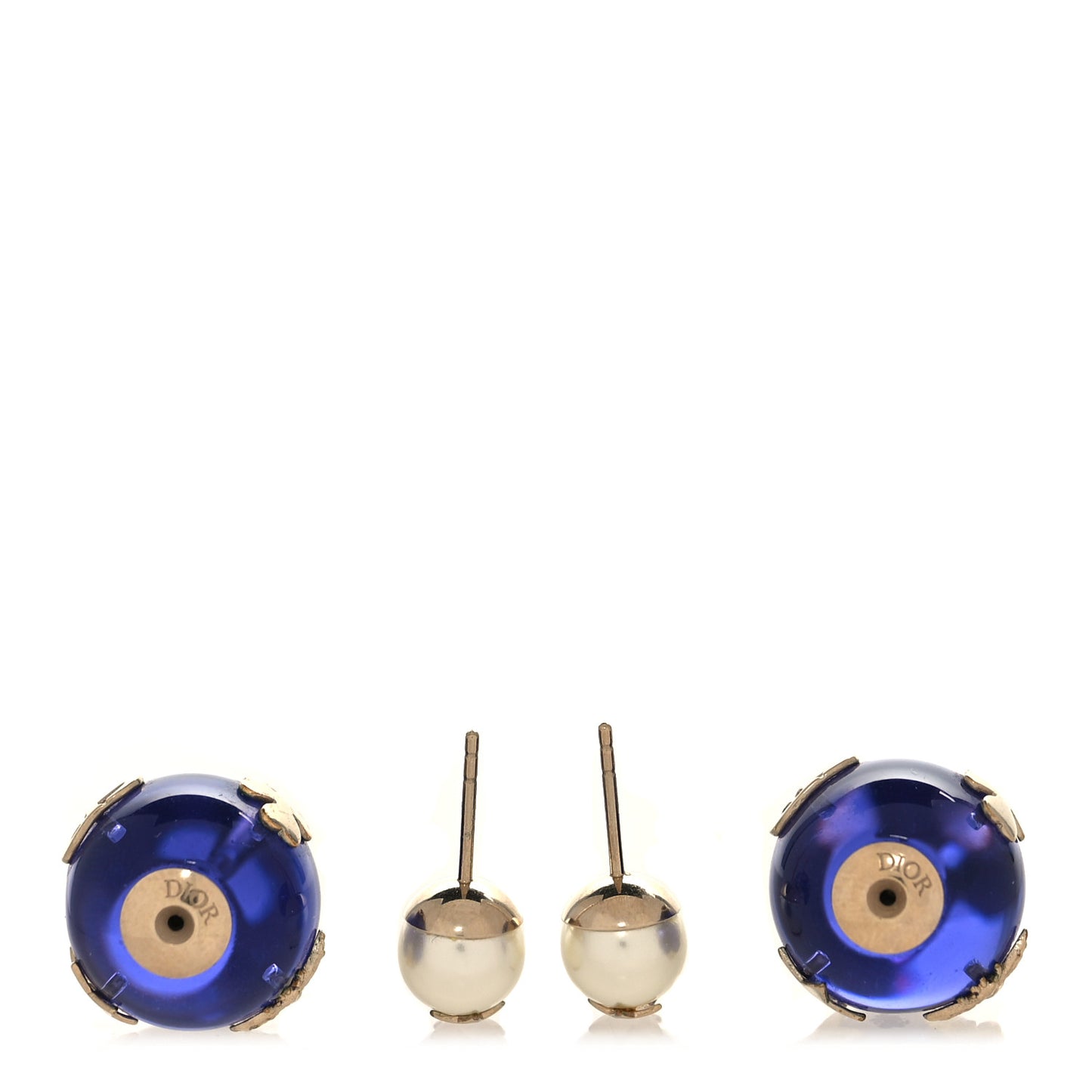 Resin Pearl Mise En Dior Tribal Earrings Gold Blue