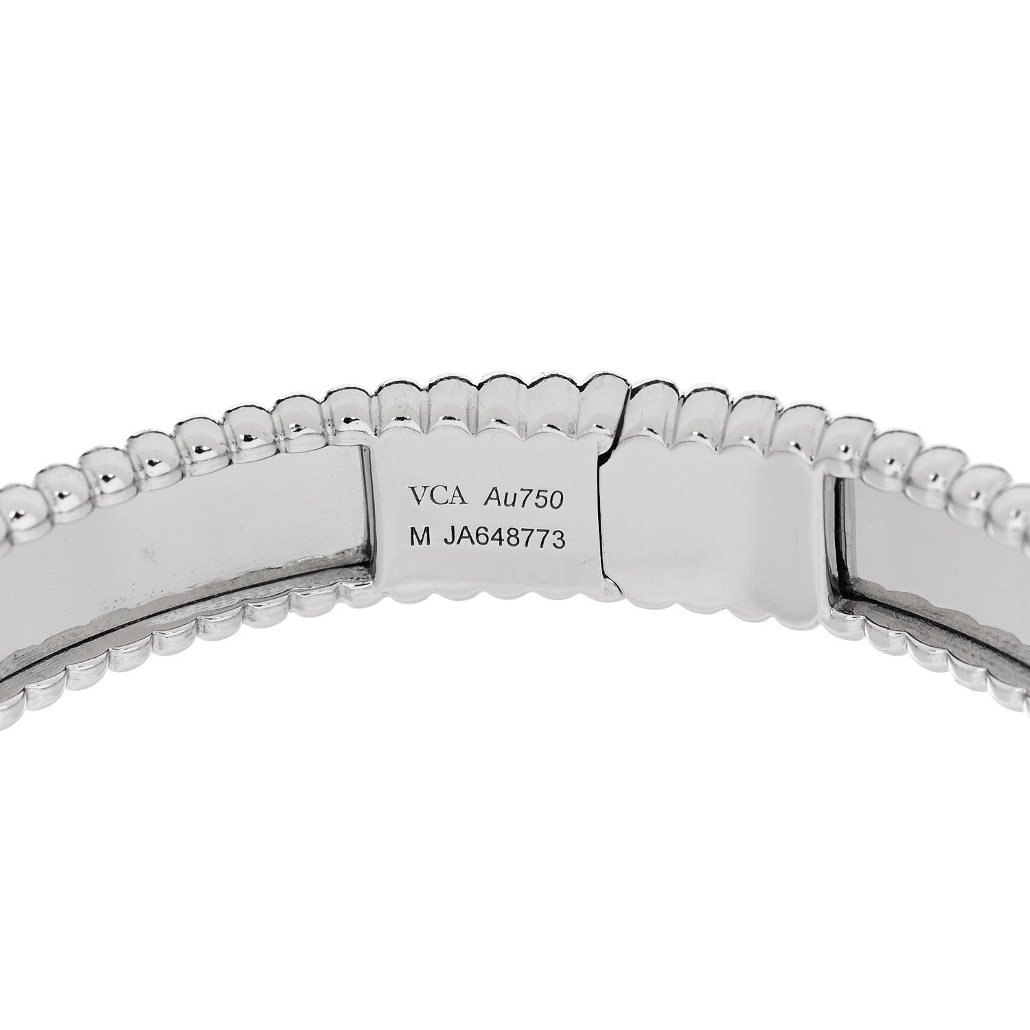 Van Cleef & Arpels 18K White Gold Perlee Signature Bangle Bracelet M 3 of 4
