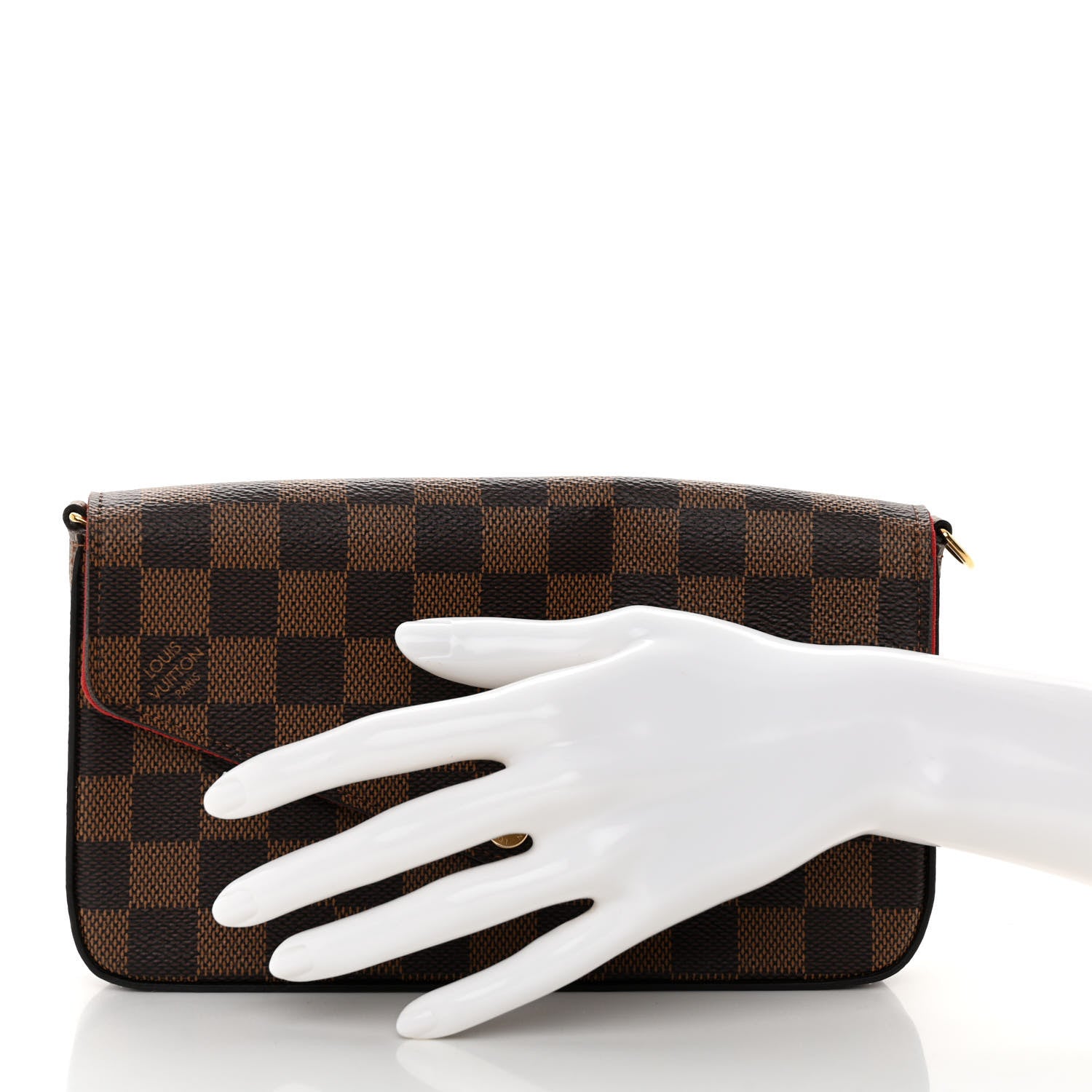 Louis Vuitton Damier Ebene Pochette Felicie Chain Wallet 2 of 9