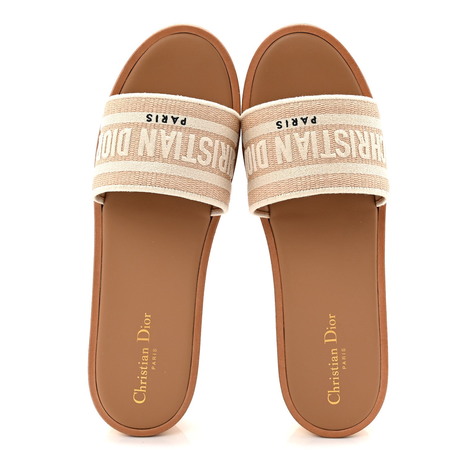 Christian Dior Raffia Dioriviera Embroidered Dway Platform Slide