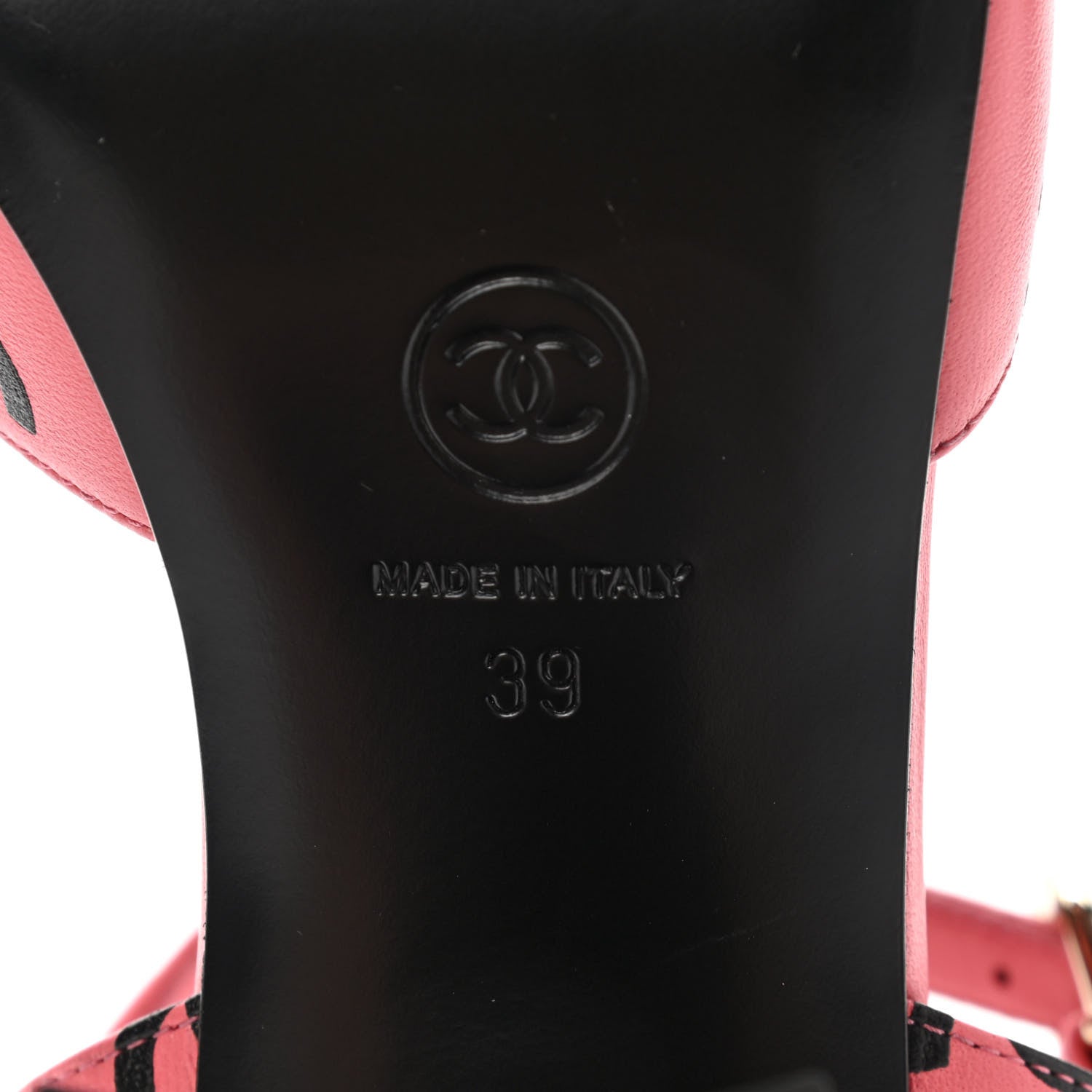 Chanel Lambskin Printed CC Sandals 39 Pink Black 6 of 9