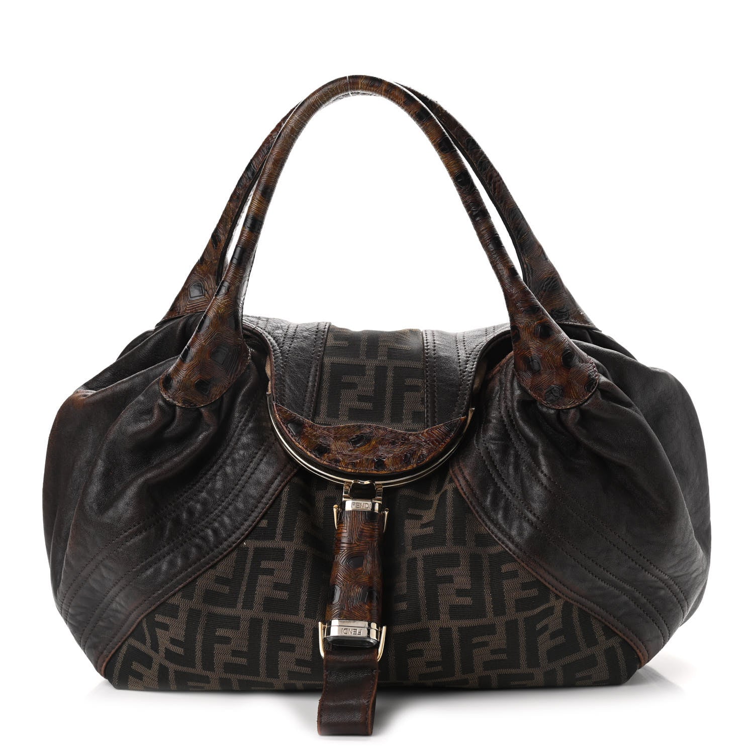 Fendi Zucca Nappa Nuvolata Vitello Tortuga Spy Tobacco Moro 1 of 9