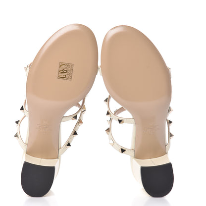 Valentino Garavani Calfskin Rockstud 60mm Caged Slide Sandals 38 Light Ivory 5 of 9