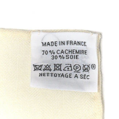 Hermes Cashmere Silk Faubourg Tropical Shawl 140 White Rouge Corail 3 of 4