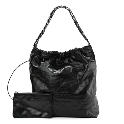 Chanel Shiny Calfskin Quilted Large Chanel 22 So Black 1 of 11