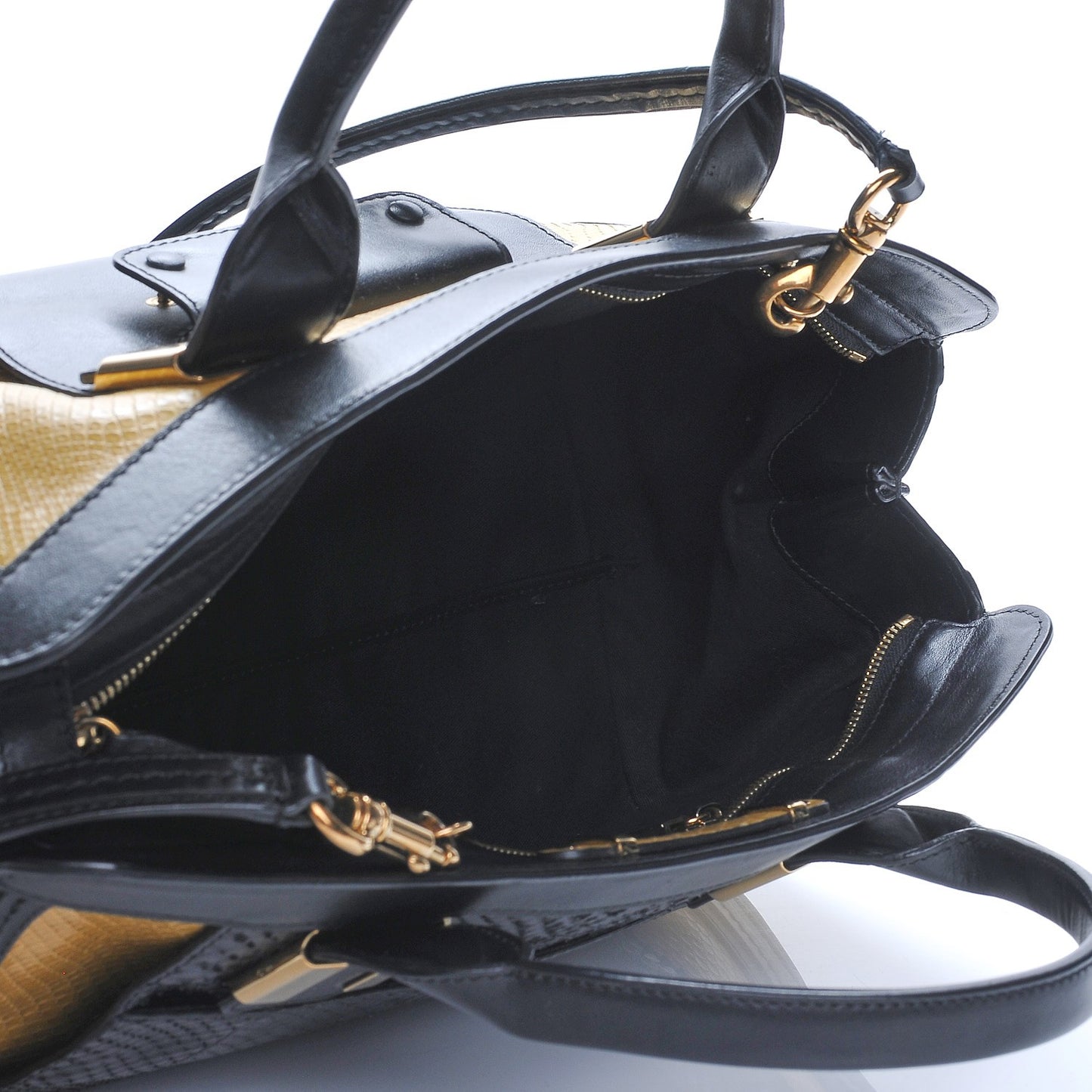 Python Calfskin Medium Alice Satchel Yellow Black