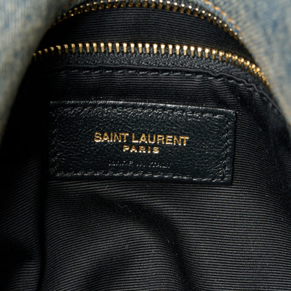 Saint Laurent Denim Quilted Small Loulou Puffer Monogram Chain Satchel Blue Cinnamon 6 of 10