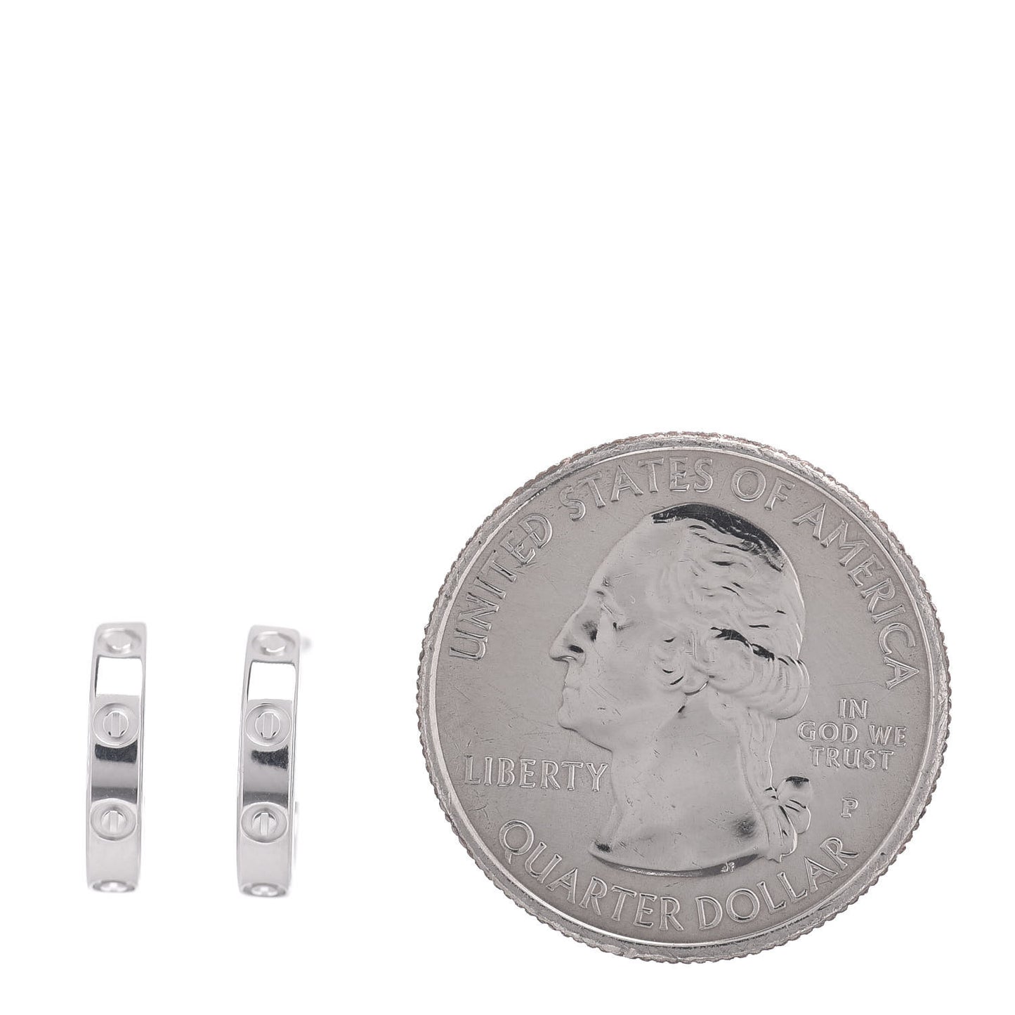 18K White Gold Small LOVE Hoop Earrings