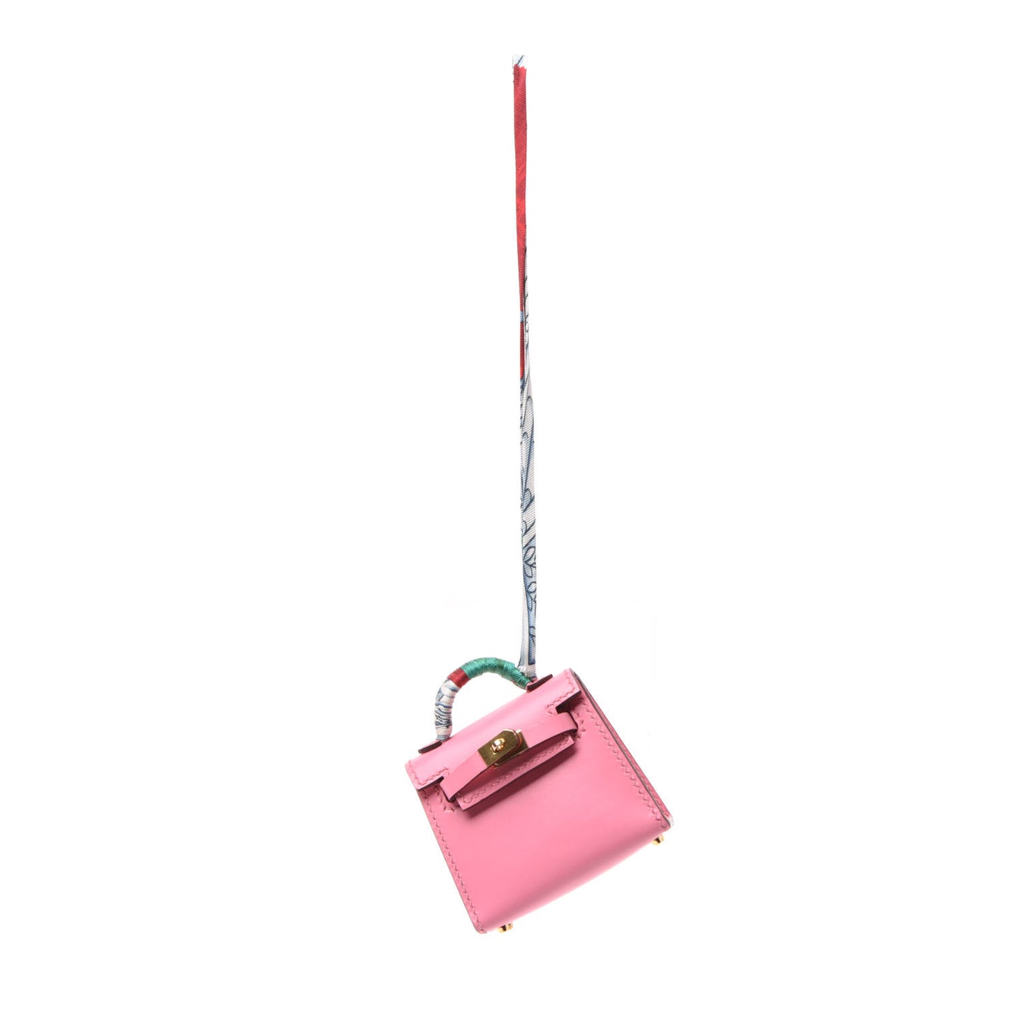 Tadelakt Mini Kelly Twilly Bag Charm Rose Confetti