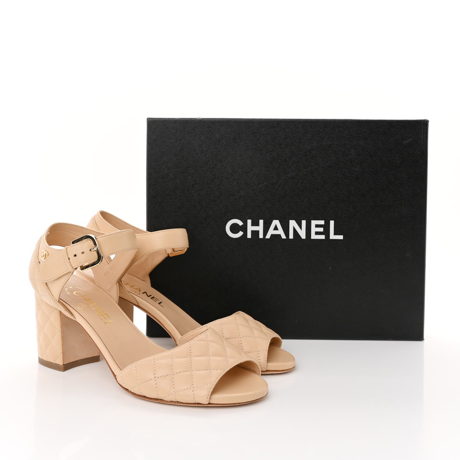 Chanel Lambskin Quilted Sandals 37 Beige 13 of 13