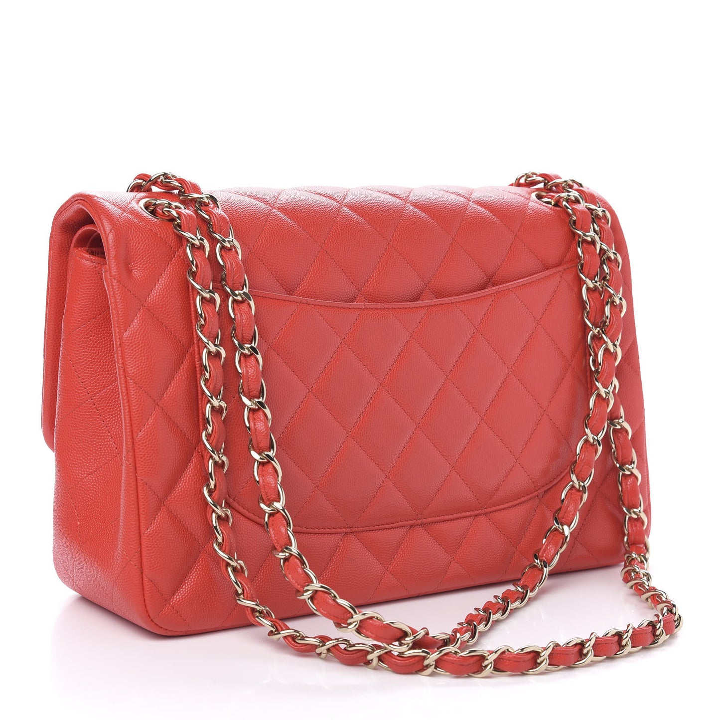 Caviar Quilted Jumbo Double Flap Red