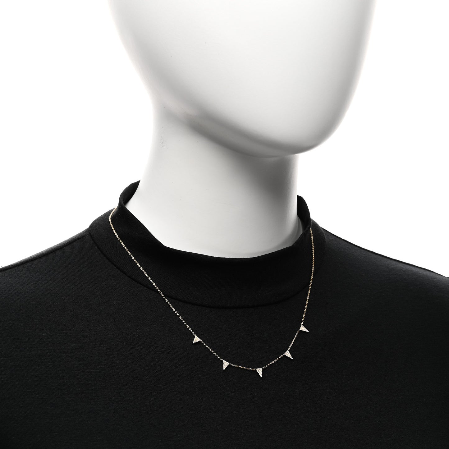14K Rose Gold Diamond .17ctw Triangle Five Station Necklace
