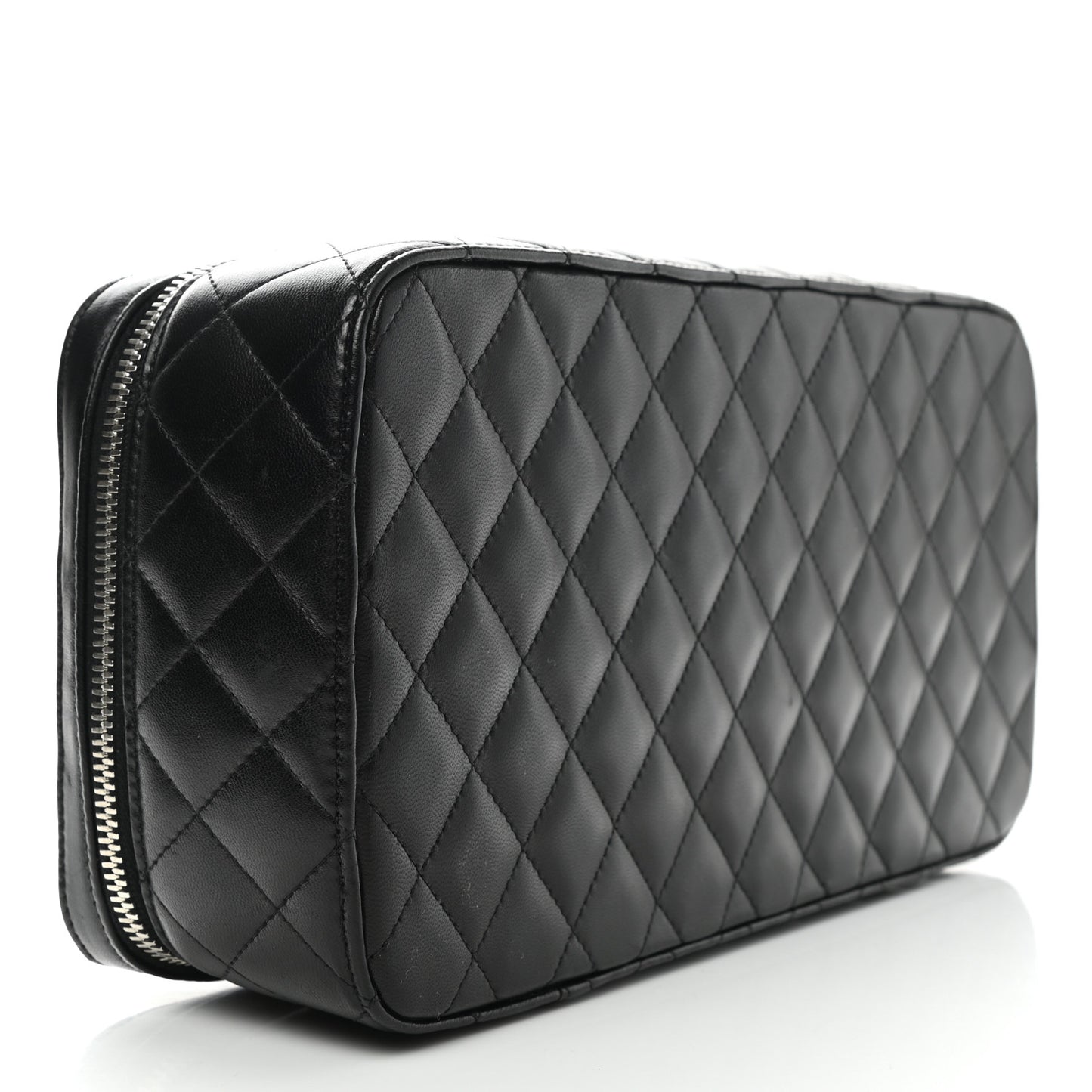 Lambskin Quilted Large Jewelry Case Black