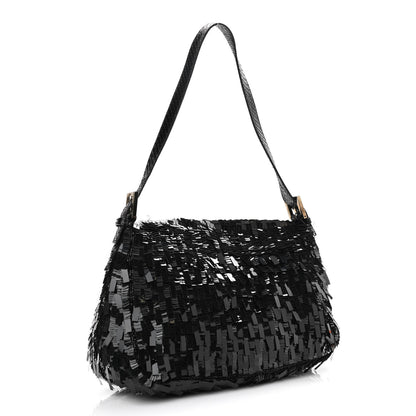 Fendi Sequin Paillettes Snakeskin Baguette Black 3 of 11