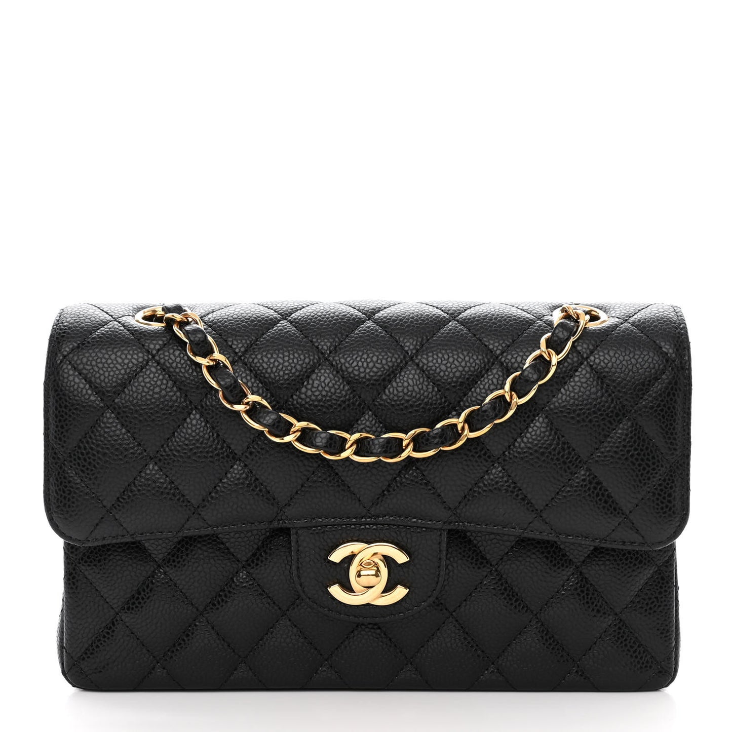 Caviar Quilted Small Double Flap Black