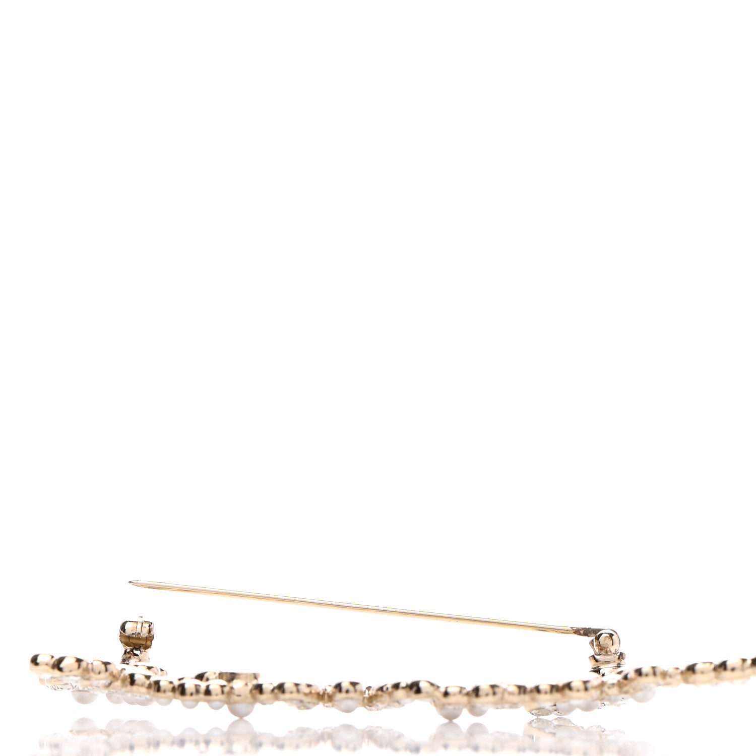 Chanel Metal Glass Swirling Pearls Brooch Pin Gold 4 of 5