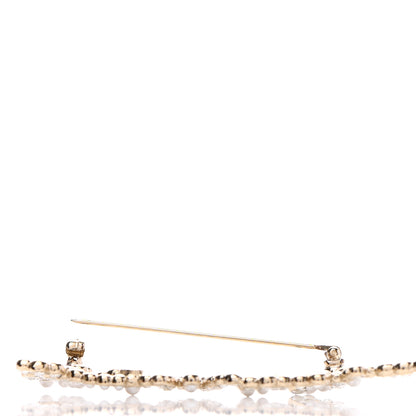 Chanel Metal Glass Swirling Pearls Brooch Pin Gold 4 of 5