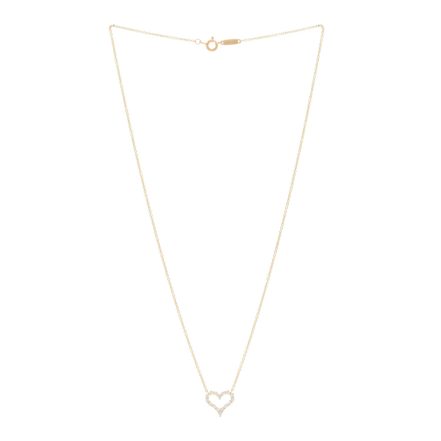 Tiffany 18K Yellow Gold Diamond .30ct Heart Pendant Necklace 3 of 4