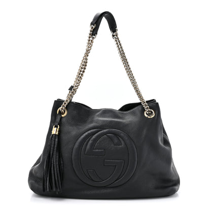 Gucci Pebbled Calfskin Medium Soho Chain Shoulder Bag Black 1 of 19