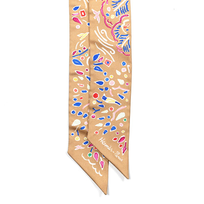 Hermes Silk Isola Di Primavera Twilly Camel Bleu Vif Fuchsia 2 of 5