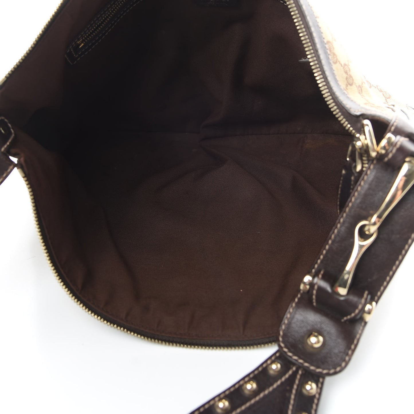 Monogram Web Studded Pelham Shoulder Bag Dark Brown