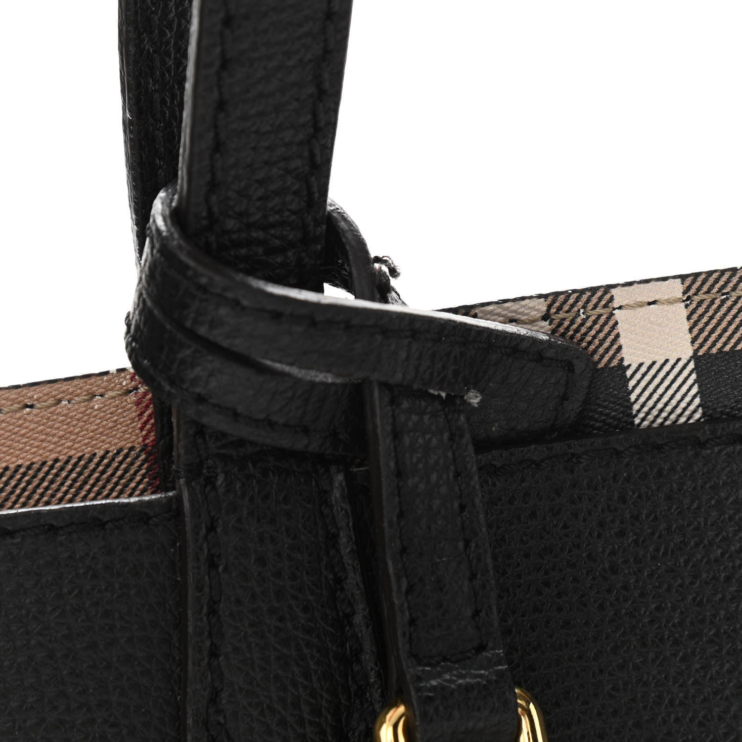Burberry Grainy Calfskin Haymarket Check Medium Reversible Tote Black 11 of 22
