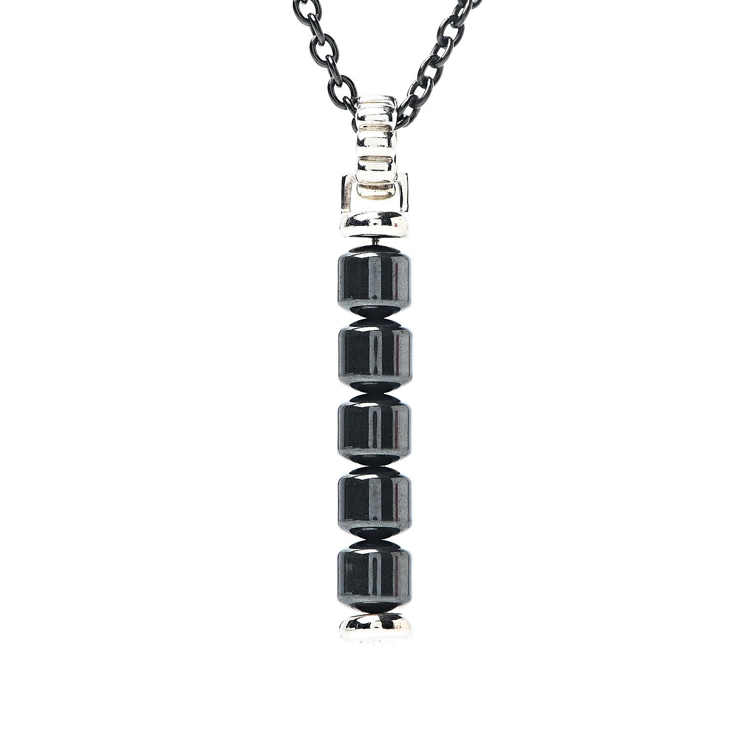 John Hardy Titanium Sterling Silver Hematite Mens Drop Pendant Necklace 4 of 6