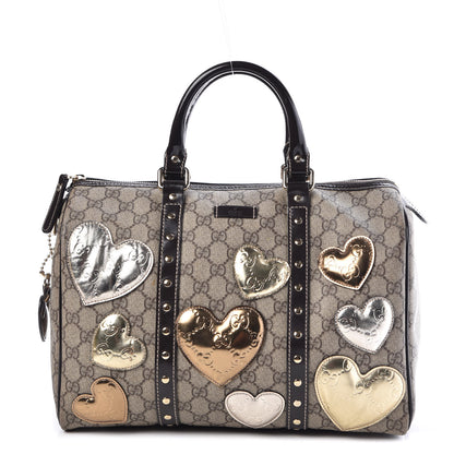 Gucci Monogram Guccissima Hearts Studded Medium Joy Boston Dark Brown 1 of 11