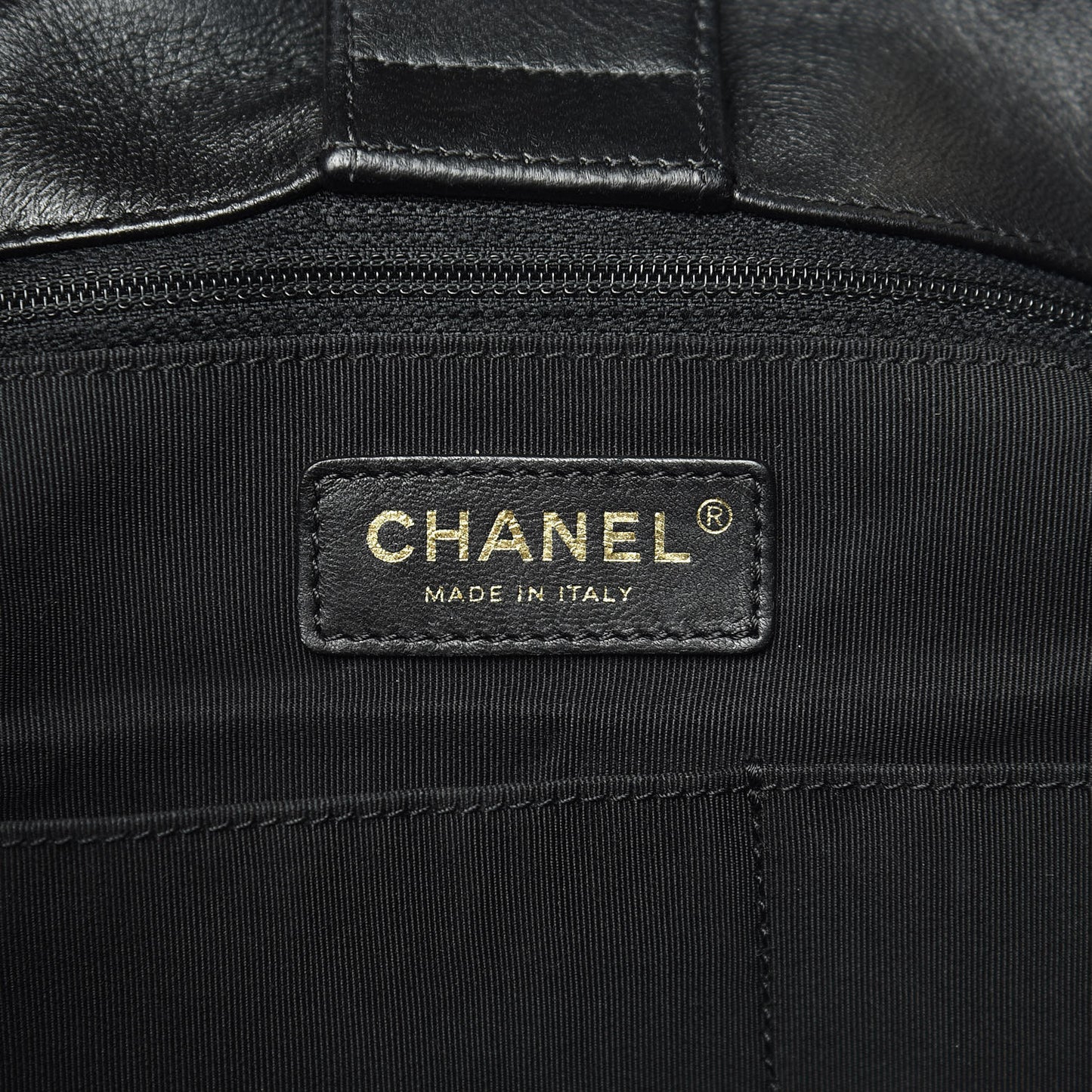 Lambskin Quilted Large Drawstring Bag Black