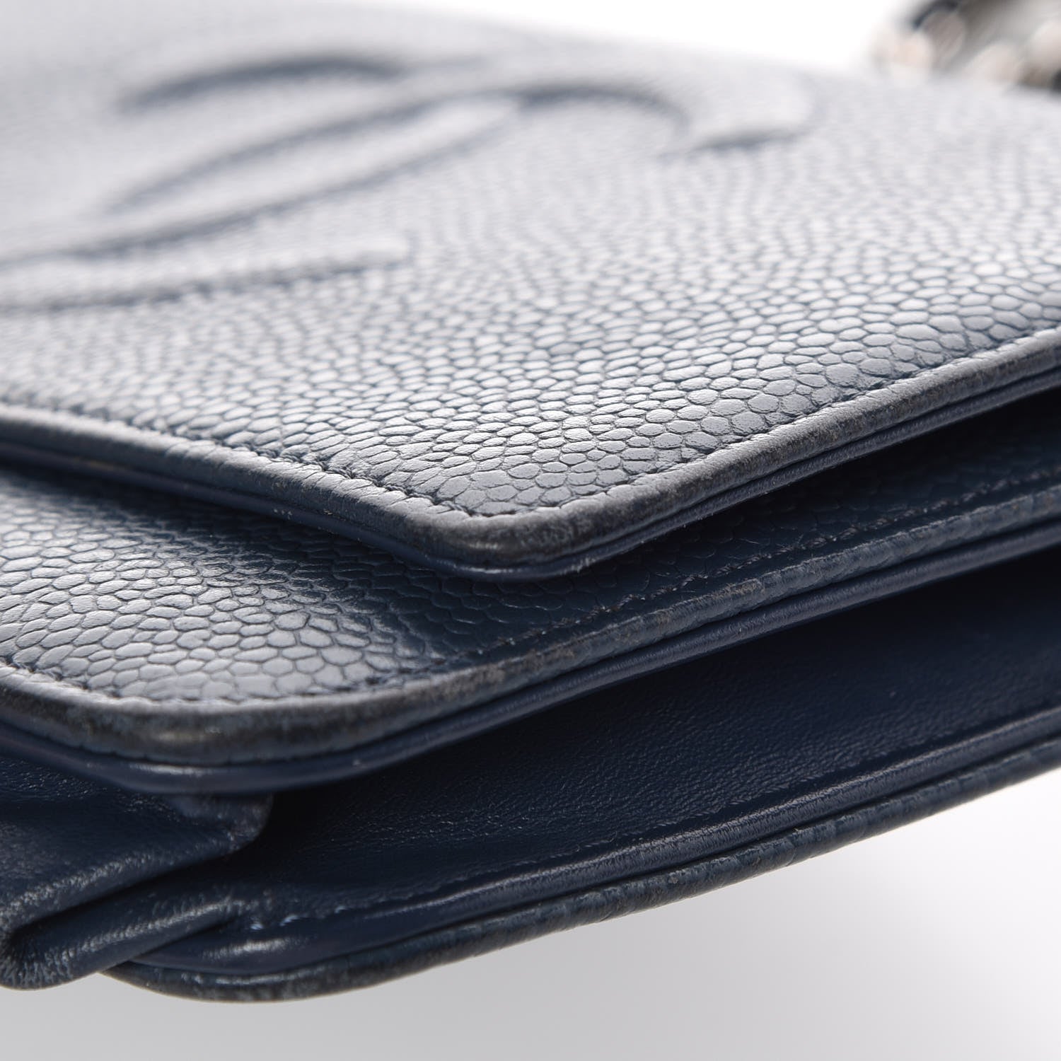 Chanel Caviar Timeless CC Wallet On Chain WOC Blue 12 of 13