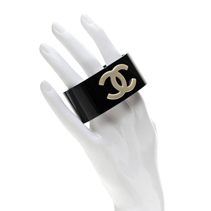 Chanel Resin CC Cuff Gold Black 2 of 5
