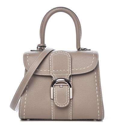 Delvaux Grained Rodeo Calfskin Surpique Mini Brillant Satchel Tourterelle Ivory 1 of 8